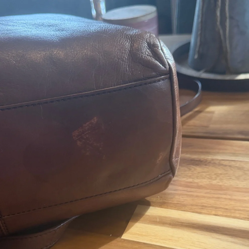 HOBO Cognac Brown Leather Satchel with Detachable Strap - Picture 12 of 16